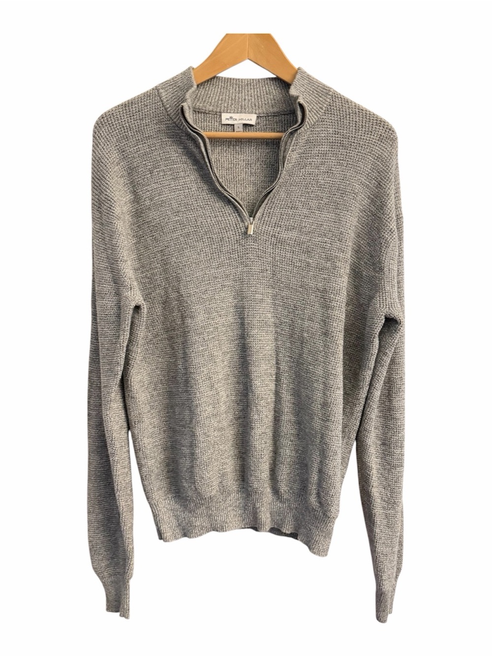 Peter Millar Gray Quarter Zip Knit Sweater | Men’s Large | Quiet Luxury